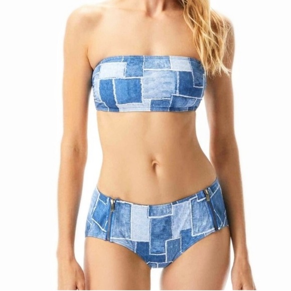MICHAEL Michael Kors Other - Michael Kors NWT Blue Multi Denim Patch Look Cruise Bikini Top and Bottom